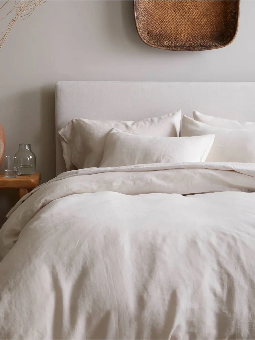 NWOT Quince European Linen 3 Piece Duvet Cover Set, Full/Queen (Sand)
